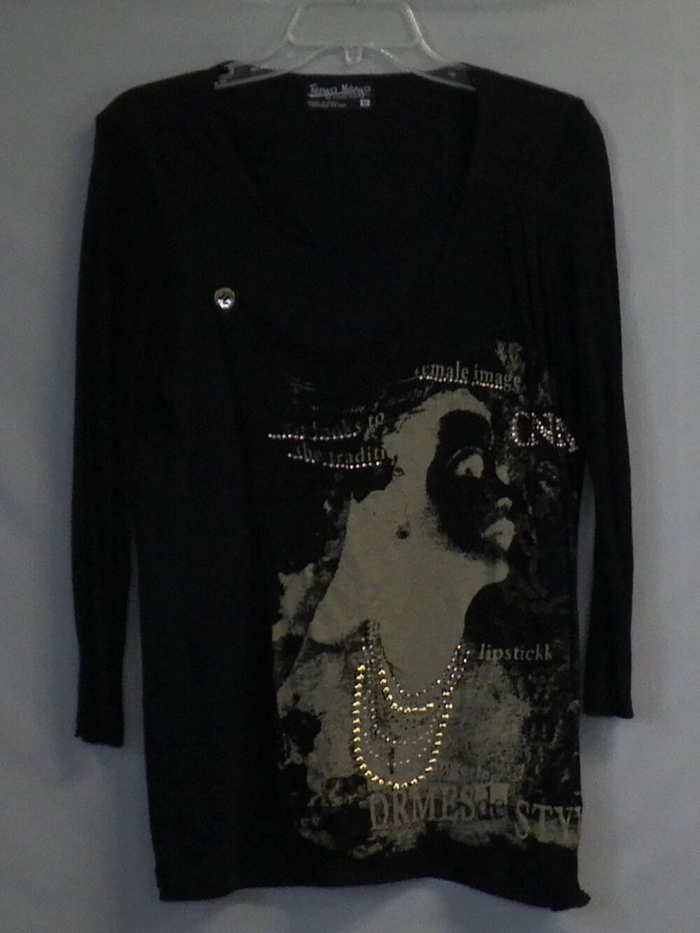 Tango Mango Black Graphic Tunic/Shirt A576